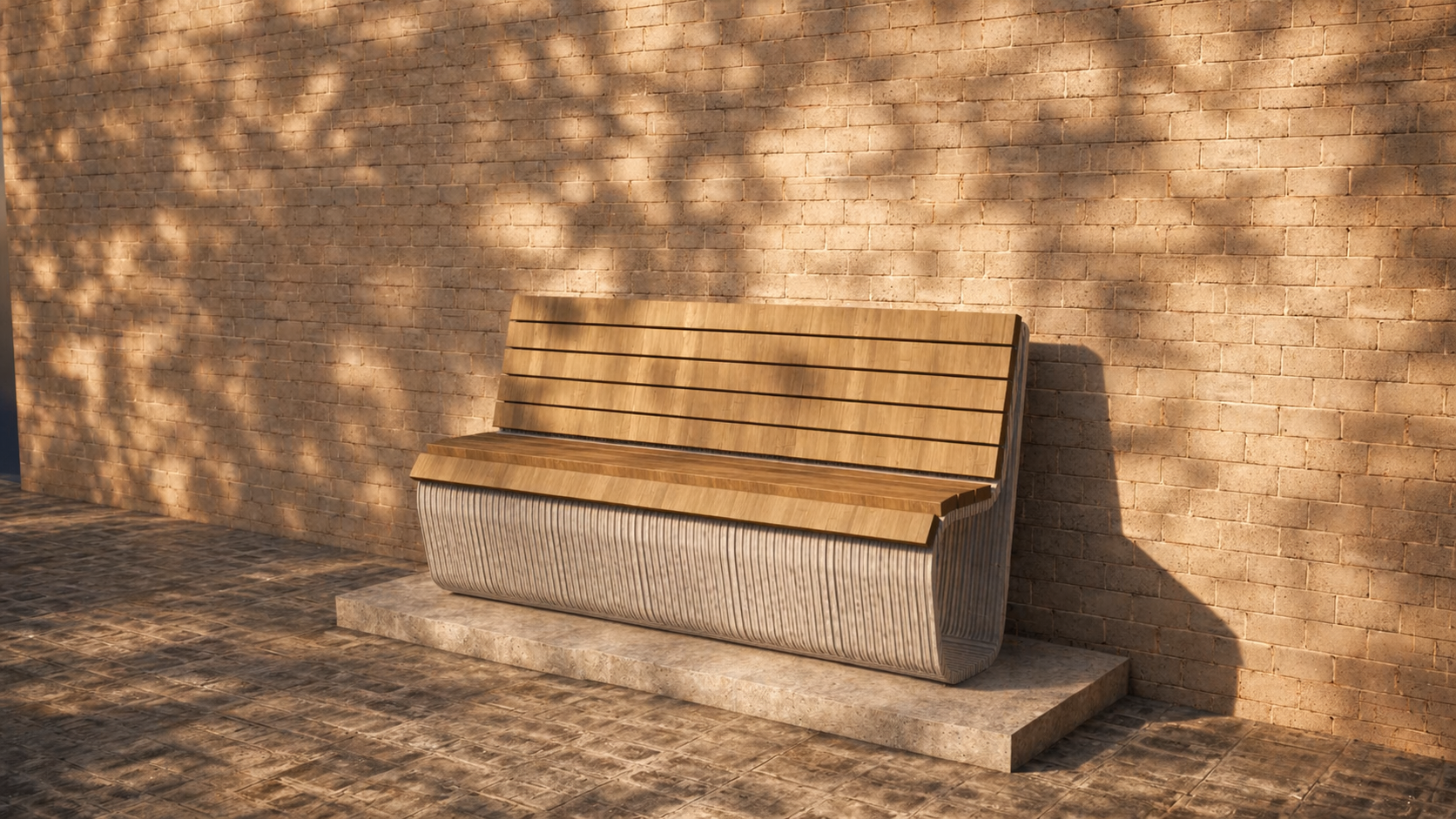 3D Printed Concrete Bench - MOSS Main View